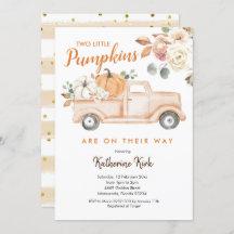 Pumpkin Trucks Floral Baby Dusche Einladung