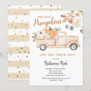 Pumpkin Trucks Floral Baby Dusche Einladung