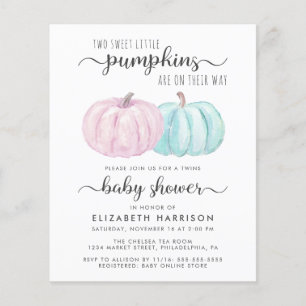 Pumpkin Twin Boy Girl Baby Shower Einladung