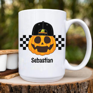 Pumpkin Typ Retro Muster Boys Fall Halloween Kaffeetasse