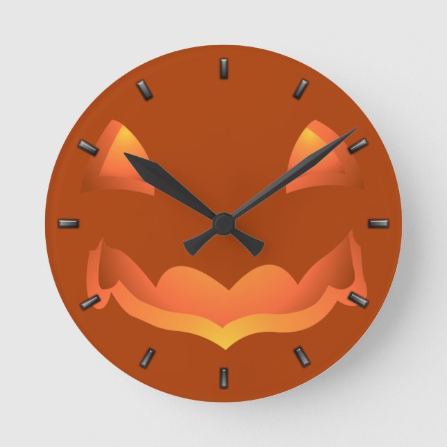 Pumpkin-Uhr Halloween-Jack-O-Lantern-Wall-Uhr Runde Wanduhr (Vorderseite)