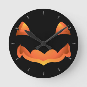Pumpkin-Uhr Halloween-Jack-O-Lantern-Wandklemme Runde Wanduhr