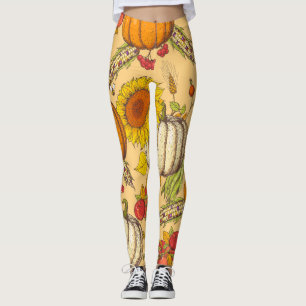 Pumpkin und Ahorn Blätter Muster. Leggings