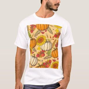 Pumpkin und Ahorn Blätter Muster. T-Shirt
