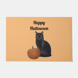 Pumpkin und Black Cat Happy Halloween Orange Fußmatte