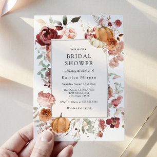 Pumpkin und Burgundy Floral Brautparty Einladung