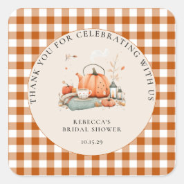 Pumpkin und Gewürz und alles Nizza Baby Dusche Quadratischer Aufkleber