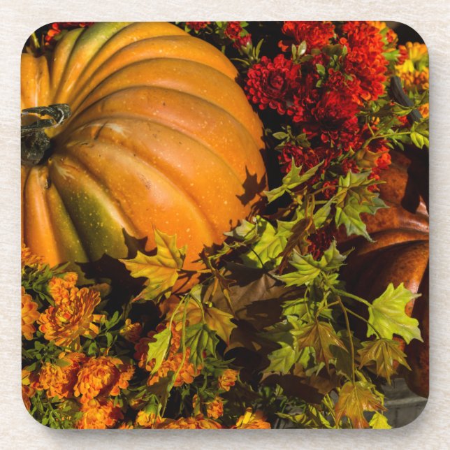 Pumpkin- und Mum-Arrangement Untersetzer (Vorderseite)