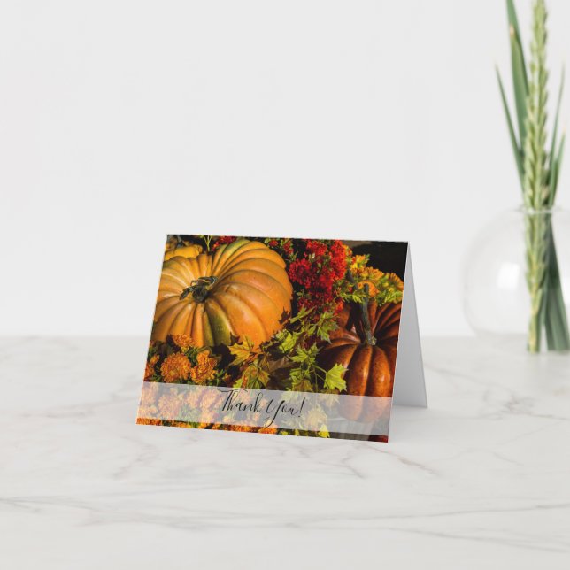 Pumpkin und Mum Arrangement Vielen Dank Karte (Vorderseite)