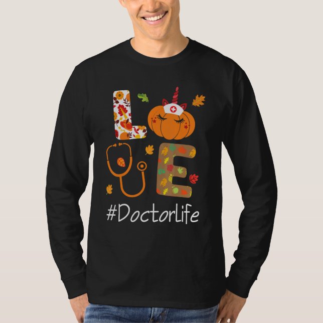 Pumpkin Unicorn Face Happy Thanksgiving Day LOVE D T-Shirt (Vorderseite)