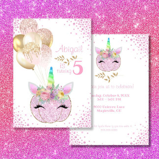 Pumpkin Unicorn Girl 5. Geburtstag Einladung