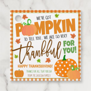 Pumpkin Vielen Dank, dass Sie Tags geben Geschenkanhänger