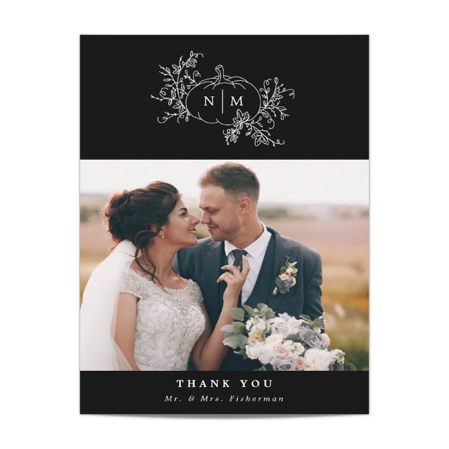 Pumpkin Vines Monogram Wedding Danke Karten (Von Creator hochgeladen)