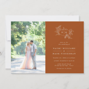 Pumpkin Vines Monogram Wedding Einladung