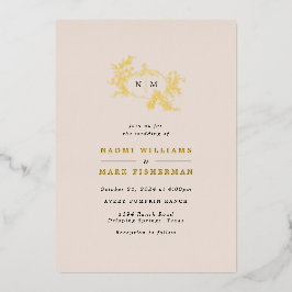 Pumpkin Vines Monogram Wedding Foil Einladung