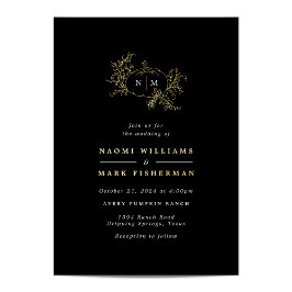 Pumpkin Vines Monogram Wedding Foil Einladung