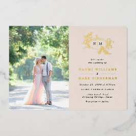 Pumpkin Vines Monogram Wedding Foil Einladung