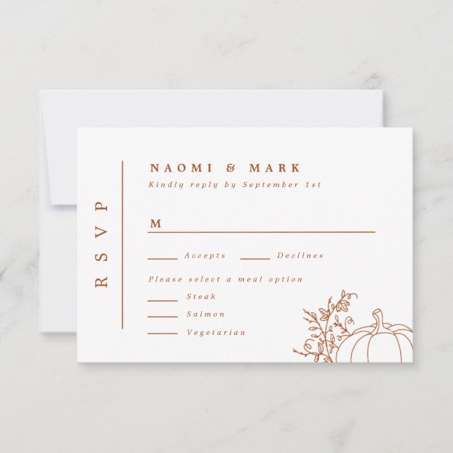 Pumpkin Vines Monogram Wedding RSVP Card (Vorderseite)