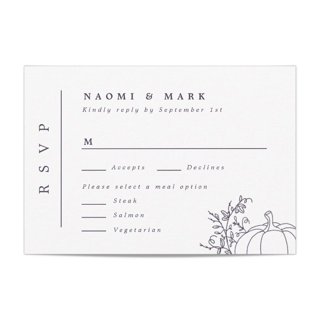 Pumpkin Vines Monogram Wedding RSVP Card Karte (Von Creator hochgeladen)