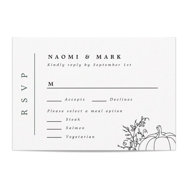 Pumpkin Vines Monogram Wedding RSVP Card Karte (Von Creator hochgeladen)