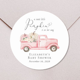 Pumpkin Vintag Truck Floral Baby Girl Dusche Runder Aufkleber