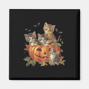 Pumpkin Vintagen 90er Cat Retro Halloween Magnet