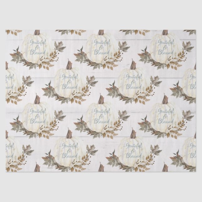 Pumpkin w Herbstlaubs Dankbarkeit an gesegnete Skr Seidenpapier (Vorderseite)