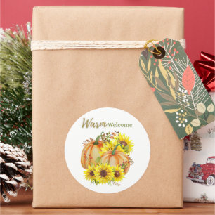 Pumpkin Warm Welcome Classic Round Sticker