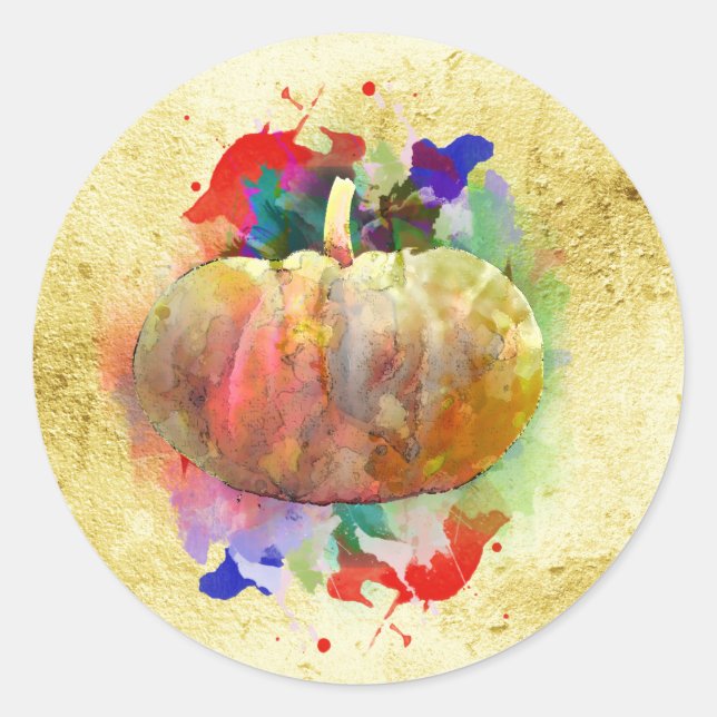 Pumpkin Wassercolor Halloween Herbssaison Runder Aufkleber (Vorderseite)
