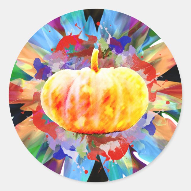 Pumpkin Wassercolor Halloween Herbssaison Runder Aufkleber (Vorderseite)