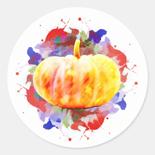 Pumpkin Wassercolor Halloween Herbssaison Runder Aufkleber (Vorderseite)