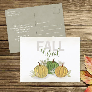 Pumpkin Wasserfarbe Einfaches Herbstfest Postkarte