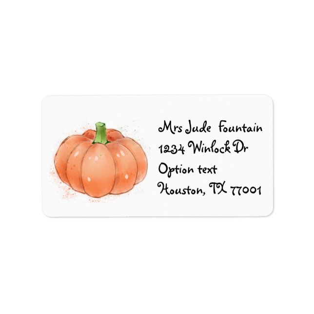 Pumpkin Wasserfarbe Rücksendeadresse Mailing Label Adressaufkleber (Vorne)