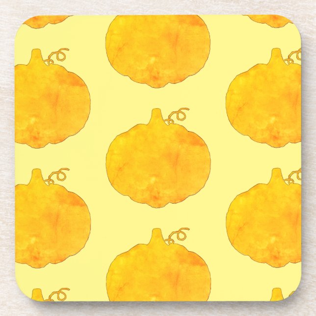 Pumpkin Wasserfarben-Mustermalerei Getränkeuntersetzer (Vorderseite)