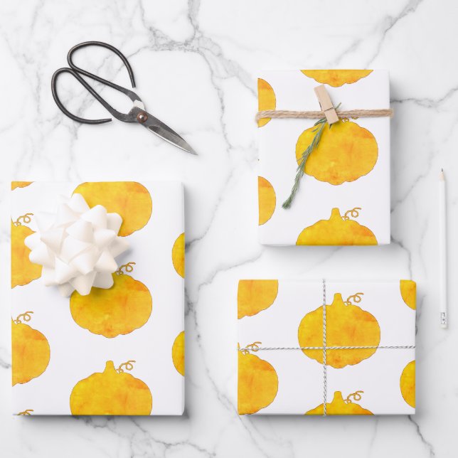 Pumpkin Wasserfarbenmalerei Geschenkpapier Set (Vorderseite)
