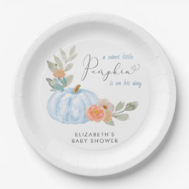 Pumpkin Watercolor Baby Boy Dusche Pappteller