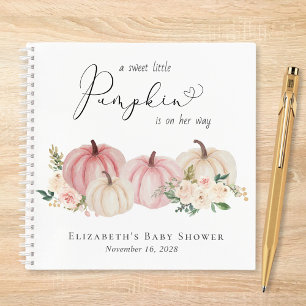 Pumpkin Watercolor Baby Girl Shower Gästebuch Notizbuch
