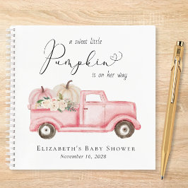 Pumpkin Watercolor Baby Girl Shower Gästebuch Notizbuch