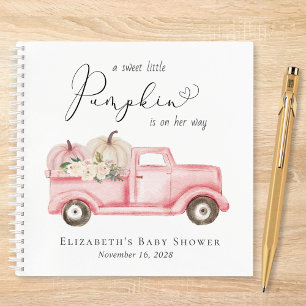 Pumpkin Watercolor Baby Girl Shower Gästebuch Notizbuch