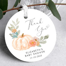 Pumpkin Watercolor Babydusche Danke Geschenkanhänger