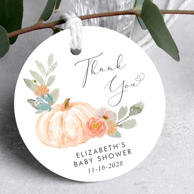 Pumpkin Watercolor Babydusche Danke Geschenkanhänger (Von Creator hochgeladen)