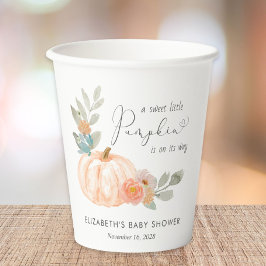 Pumpkin Watercolor Babydusche Pappbecher
