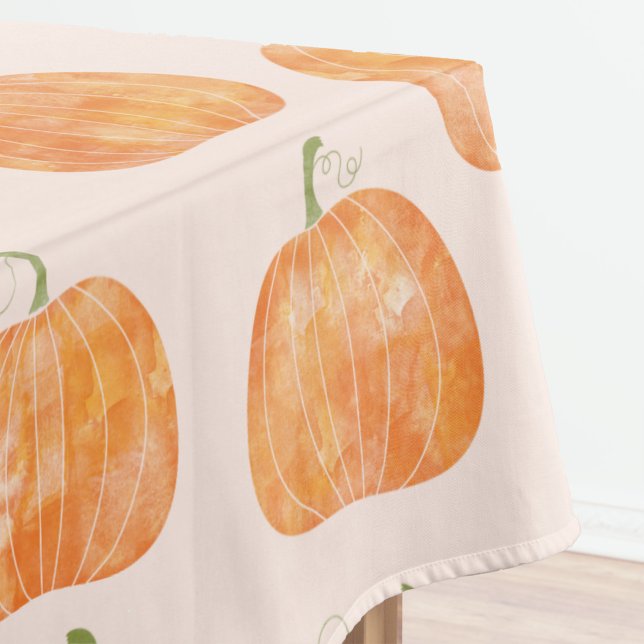 Pumpkin Watercolor-Muster Tischdecke (Pumpkin watercolor pattern burnt orange and blush pink tablecloth)