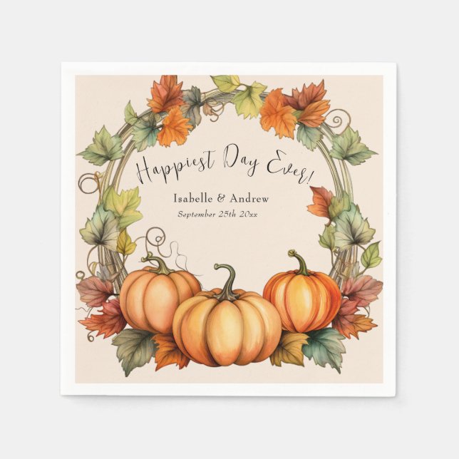 Pumpkin Wedding Cocktail Napkins Serviette (Vorderseite)