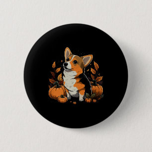Pumpkin Welsh Corgi Kostüm auf Walisisch Corgi Hal Button
