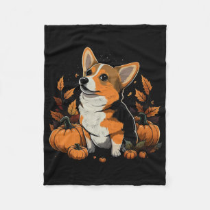 Pumpkin Welsh Corgi Kostüm auf Walisisch Corgi Hal Fleecedecke
