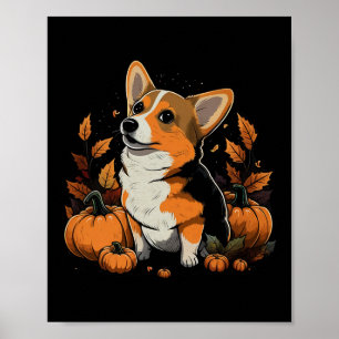 Pumpkin Welsh Corgi Kostüm auf Walisisch Corgi Hal Poster