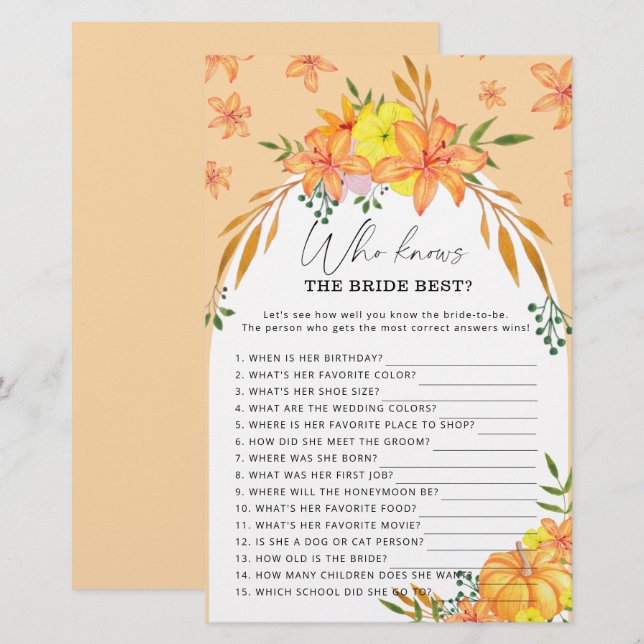 Pumpkin - Wer kennt das beste Brautspiel (Vorne/Hinten)