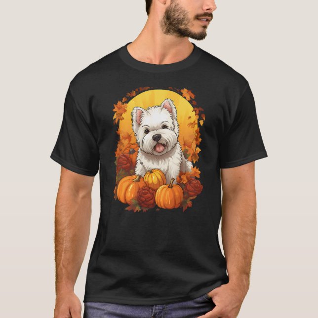 Pumpkin Westie Dog Halloween Thanksgiving T-Shirt (Vorderseite)