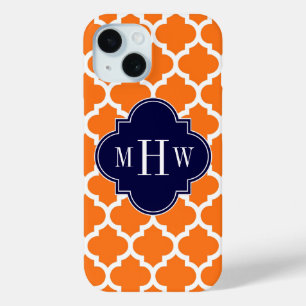 Pumpkin White Marokcan #5 Navy 3 Initial Monogram Case-Mate iPhone Hülle